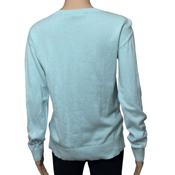 St John's Bay Blue Floral Sweater with Lace Size Medium - Picture 3 of 3